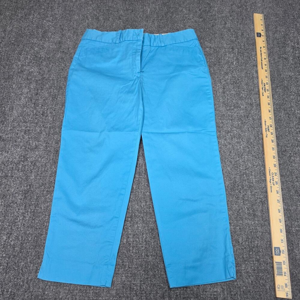 Talbots Petites Turquoise Blue Cropped Capri Pants Size 6P Cotton Stretch Twill